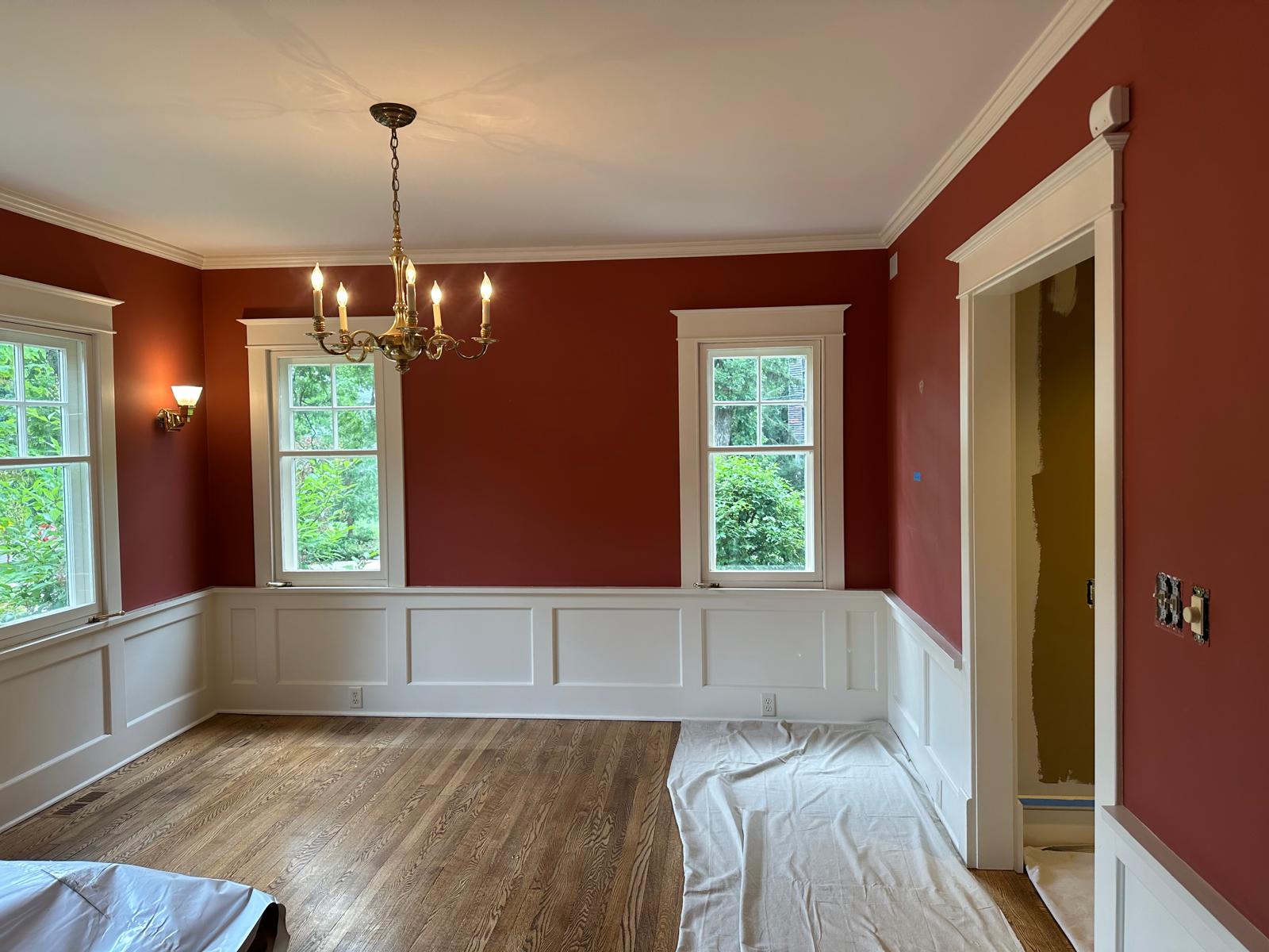 Before — Dining room, red to teal