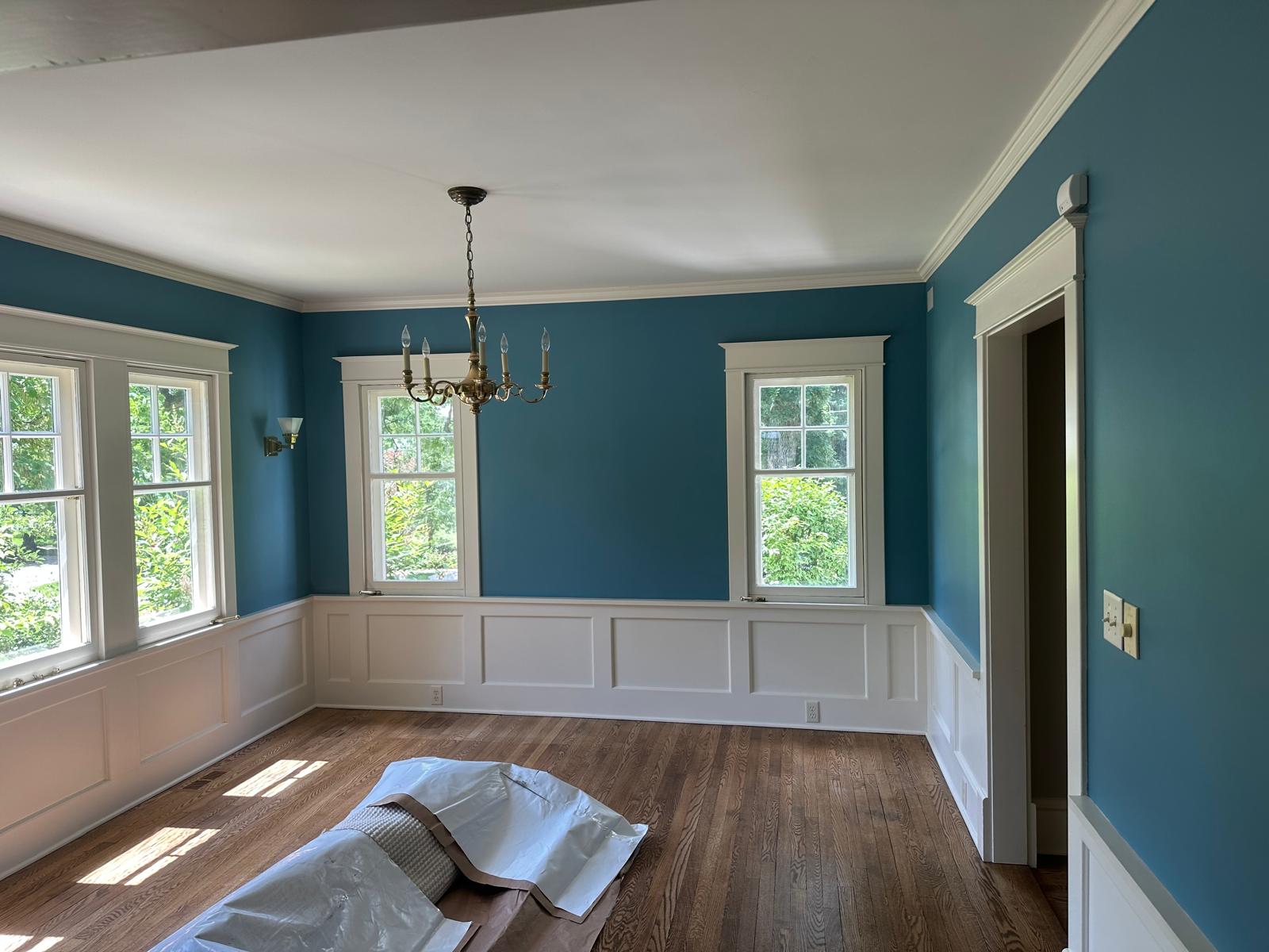 After — Dining room, red to teal